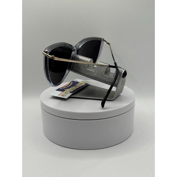 NEW Vintage Oversize Sunglasses | Non RX | Cat Eye Style | Grey Lens | Blue/Gold main image 4